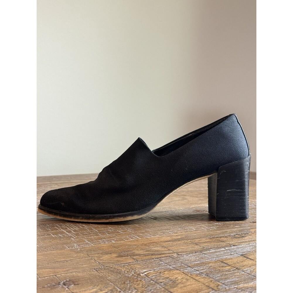 Donald J Pliner Womens Black Fabric Block Heel Square Toe Pumps Shoes 8.5 Shoes